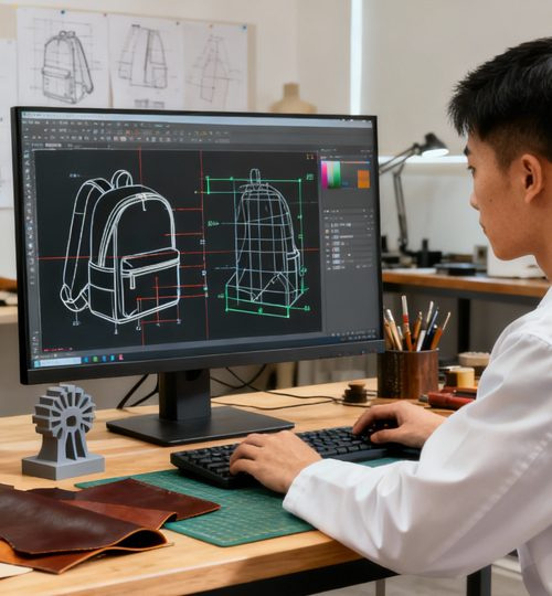 设计师在电脑上画样版